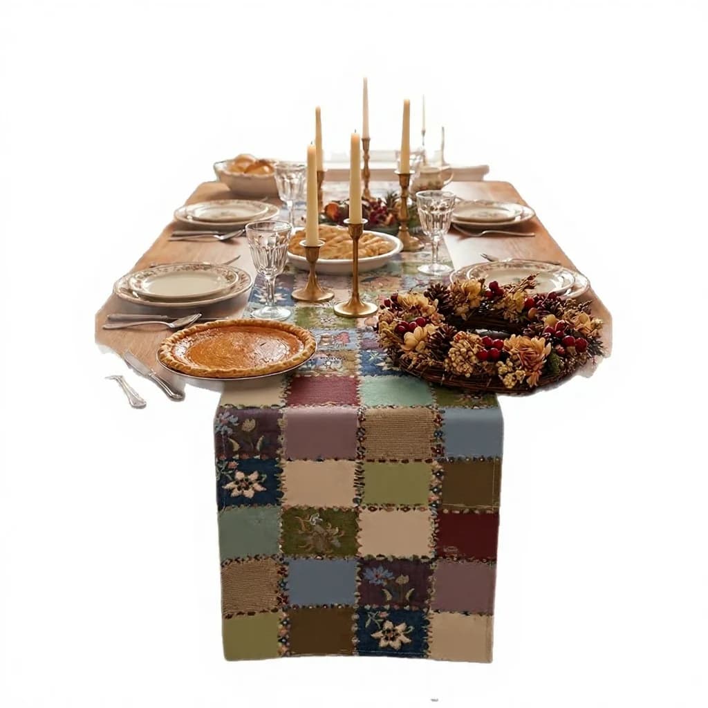 רץ לשולחן ומפיות בד פרחוני כותנה-פשתן