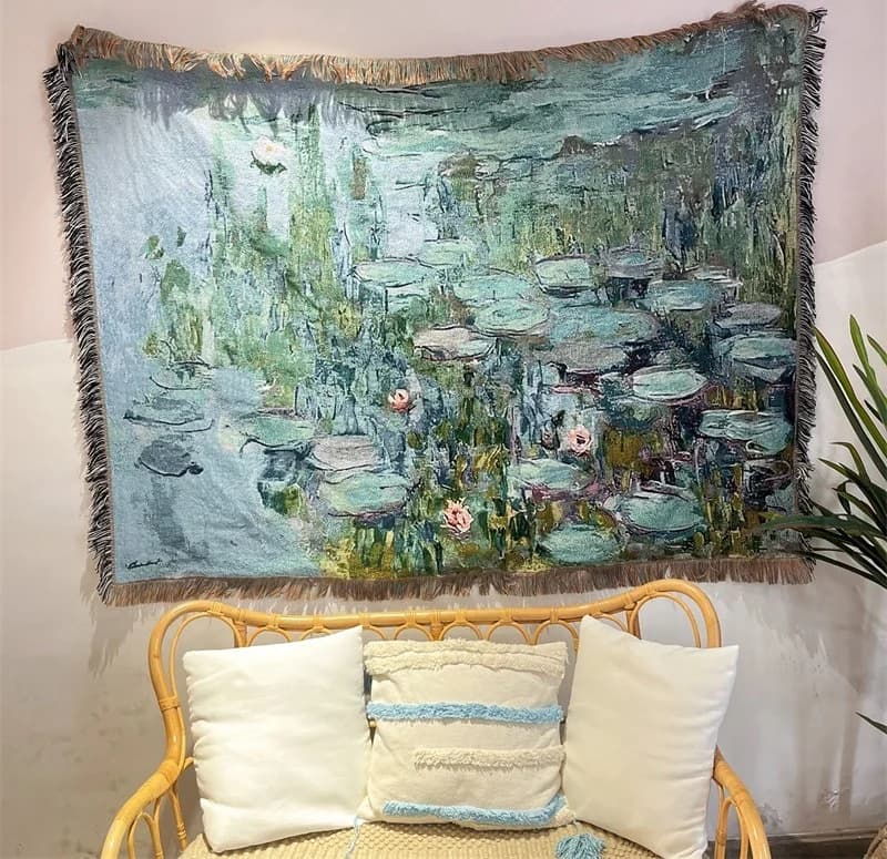שמיכת הדפס אמנות וינטג' לספה, 130x160 ס"מ